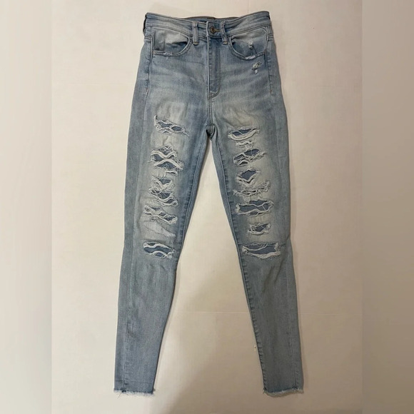 American Eagle Next Level Stretch Distressed Jeans Size 2 Long - Picture 10 of 10